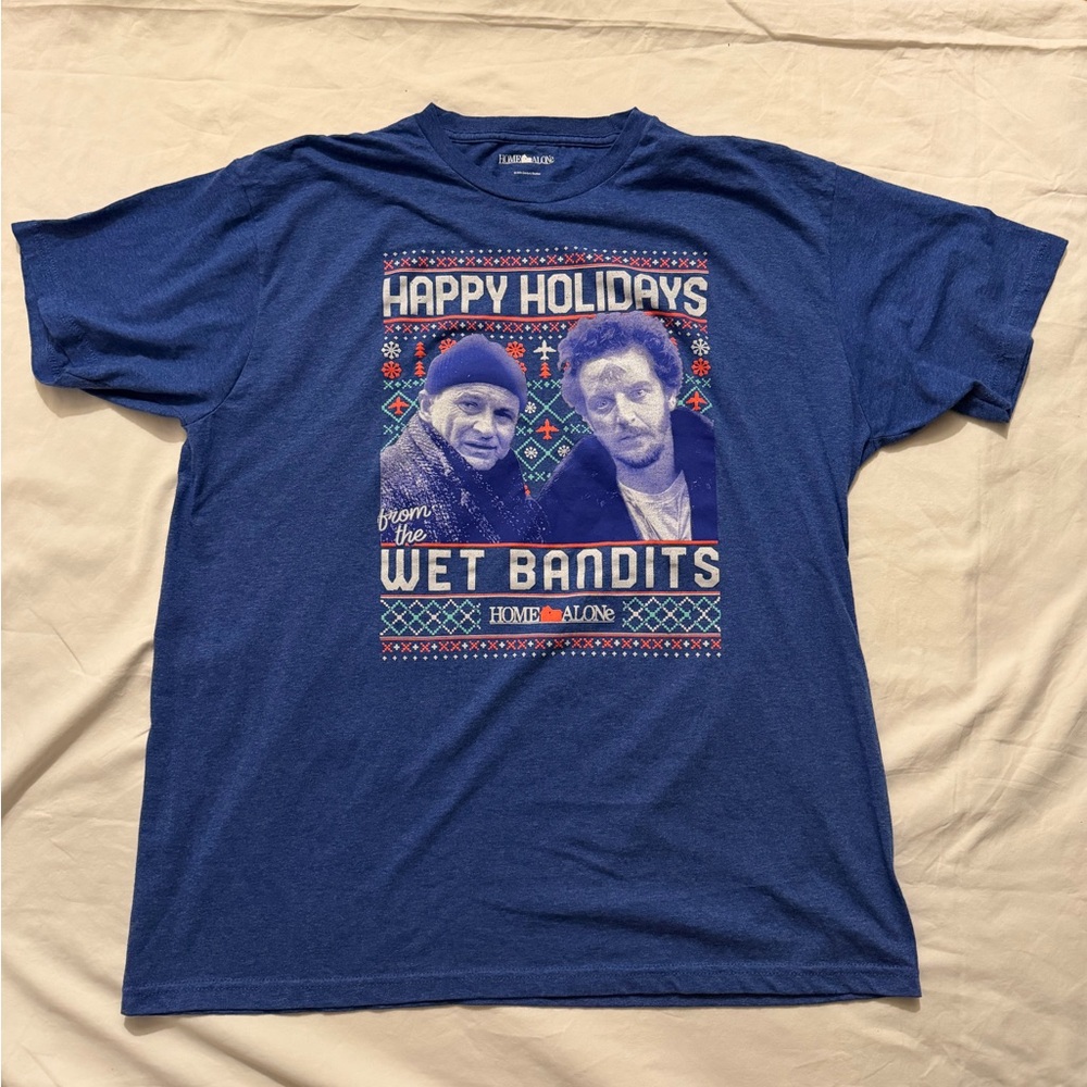 Home Alone Blue Christmas Holiday T-Shirt 2XL